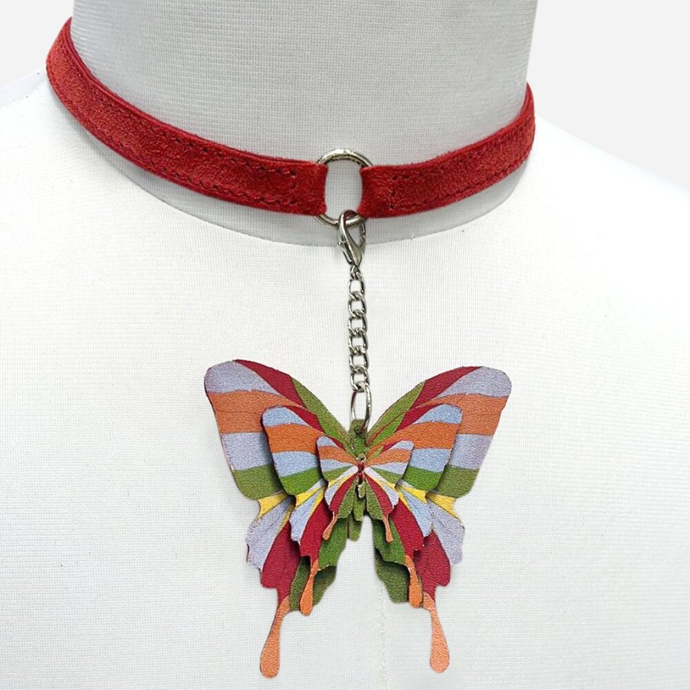 Leather Butterfly Choker by Chenet L'rence